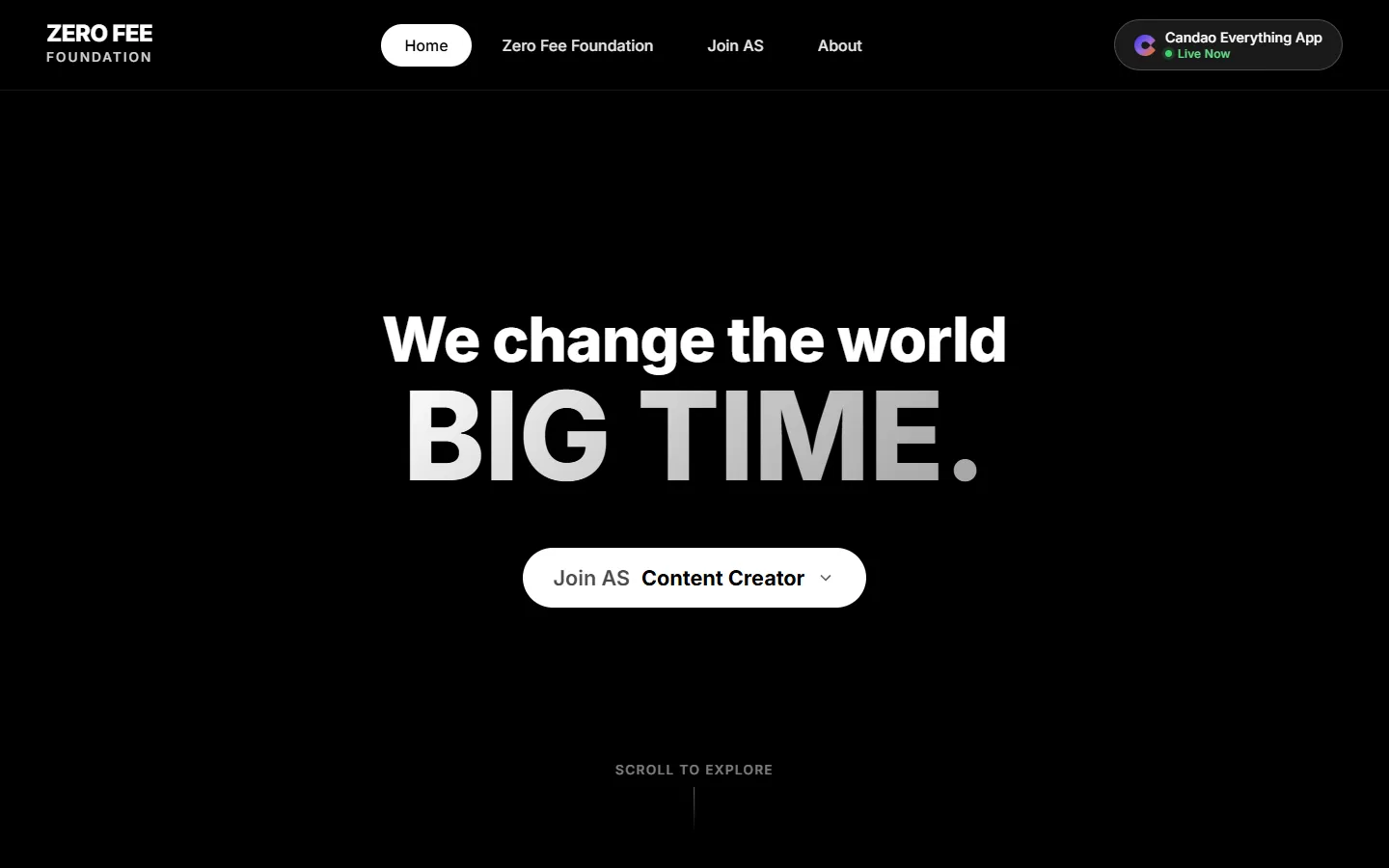 Preview of the Zero Fee Foundation website